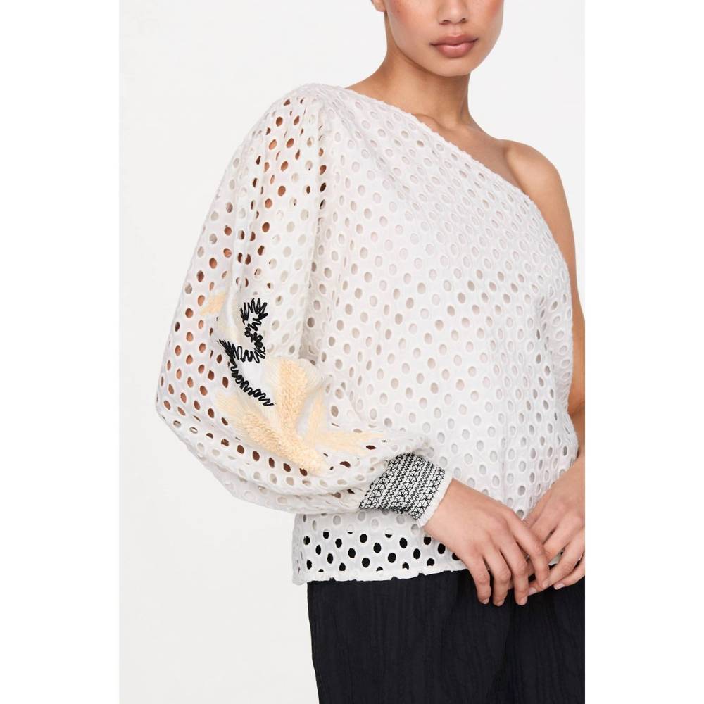 NEW MARIE OLIVER tish one shoulder top in raffia - Picture 2 of 5